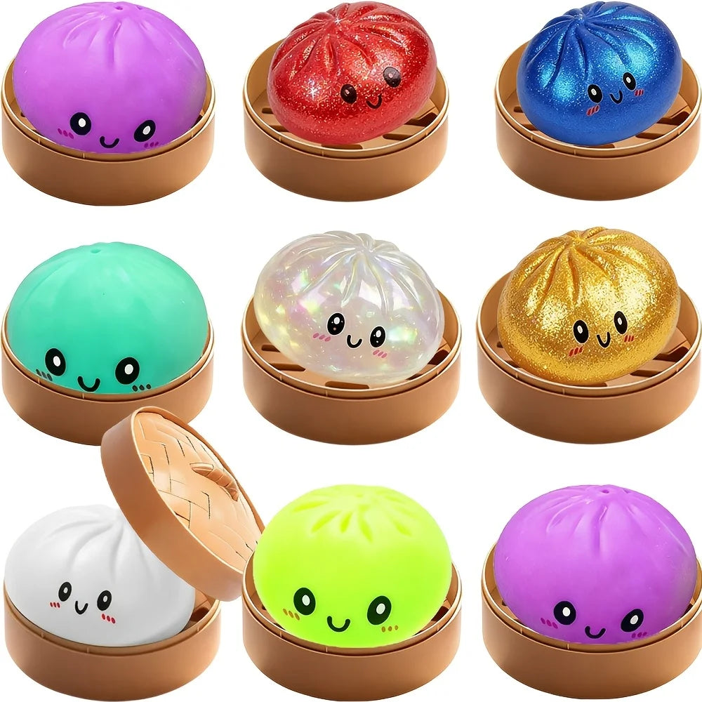 Mystery Dumpling Squishy — with Bamboo Steamer Basket