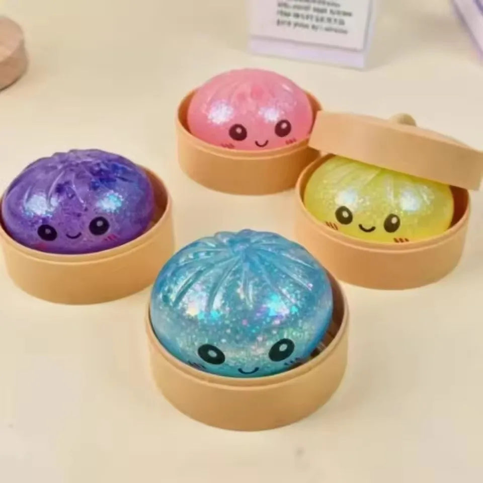 Mystery Dumpling Squishy — with Bamboo Steamer Basket